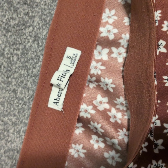 Abercrombie Satin Floral Brown Midi Skirt Size Small - Picture 3 of 5